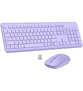 Wireless Keyboard and Mouse Combo, Full Size Silent Ergonomic Keyboard and Mouse, Long Battery Li...