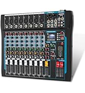 SIKUING 8 Channel Audio Mixer Sound Board Mixer 16 DSP Effect Audio Interfacer w/USB Drive for Co...
