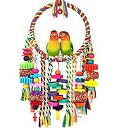 YIXUND Bird Toys Bird Rope Ring Swing Perch with Corn Cob Cardboard Bagels Wooden Blocks Chewing ...