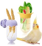2Pcs Bird Cage Feeder for Vegetable, Parrot Veggies Holder with Water-Storage Design to Keep Gree...