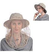 USHAKE Head Net Hat, Safari Hat Sun Hat Bucket Hat with Hidden Net Mesh