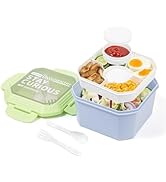 MICEBAY All-in-One Salad Container for Lunch 52-Oz, Large Salad Bowl with Tray, Leak-Proof Sauce ...