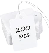 Uniclife 200 Pcs Price Tags with 200 Pcs Wires 1 Inch Writable Price Labels White Price Display T...