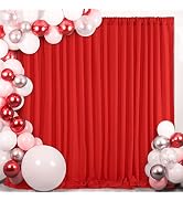 Red Backdrop Curtain for Parties, 10ft x 8ft Polyester Backdrop Curtain for New Year Parties Wedd...