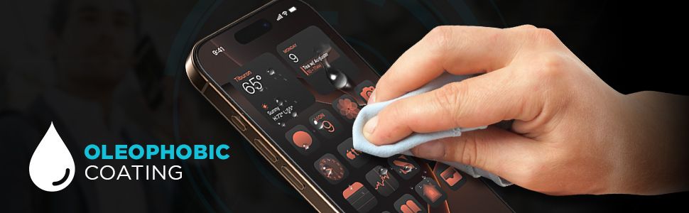 Oleophobic coating resists fingerprints on Tech Armor iPhone 16 Pro screen protector