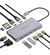QGeeM 12 in 1 USB C Hub Laptop Docking Station Dual Monitor,Triple Display USB Type C Dock with 4...
