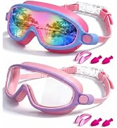 Rantizon Kids Swimming Goggles 2 Pack, Anti Fog&UV Swim Goggles for Boys Girls, No Leak Pool Beac...