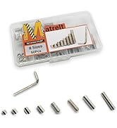 Matrelt 50pcs 1/4-20 8 Sizes Hex Socket Set Screws Assortment Kit, 304 Stainless Steel Cup Point ...
