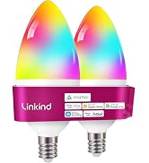 Linkind Matter Smart Light Bulbs, E12 Led Bulb Compatible with Alexa, 500LM Smart Bulbs for Chand...