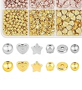 Redtwo 2300 Pcs Gold Spacer Beads Set for Jewelry Making, 6 Shapes Round Star Heart Pineapple Fla...