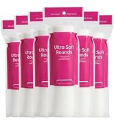 600 PCS Cotton Rounds–100 Count (Pack of 6)-Soft, Absorbent, 100% Pure Cotton Face Pads for Makeu...
