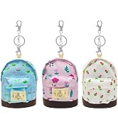 LYDZTION 3Pcs Mini Backpack Cute Cosmetic Bag for Women,Floral Canvas Makeup Bag Key Pocket Lipst...