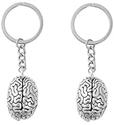 SelHeng 2Pcs Silver Anatomical Brain Keychain Brain Organ Pendant 3D Neurologist For Key Holder F...
