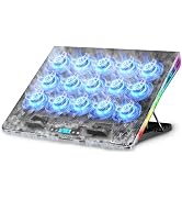 AICHESON Gaming Laptop Cooling Pad with 15 Cooler Fans, RGB Ultimate Computer Stand Base with Sil...