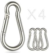 sprookber Stainless Steel Carabiner Spring Snap Hook - 304 Stainless Steel Heavy Duty Clips, Set ...