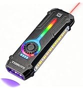 HAUSBELL Flat EDC Flashlight 1800 High Lumens, Stainless Steel Rechargeable Pocket Light with UV ...