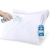 Beddora 2 Pack Pillow Protectors Standard Size – Waterproof Zippered Pillow Case Covers, Bed Bug ...