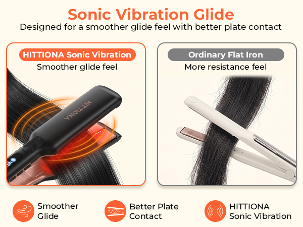 HITTIONA sonic vibration flat iron showing smoother glide feel