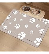 Dog Food Mat 18"*30" Absorbent Dog Mat for Food and Water Bowls with Waterproof Rubber Backing, N...