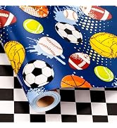 Burymento Ball Wrapping Paper, Reversible Checkerboard Grid Gift Wrap for Birthday, Valentines, M...