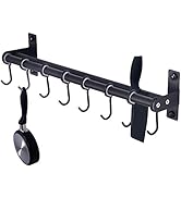 Dseap Pot Rack - Pots and Pans Hanging Rack Rail with 8 Hooks, Double Bars, Pot Hangers for Kitch...
