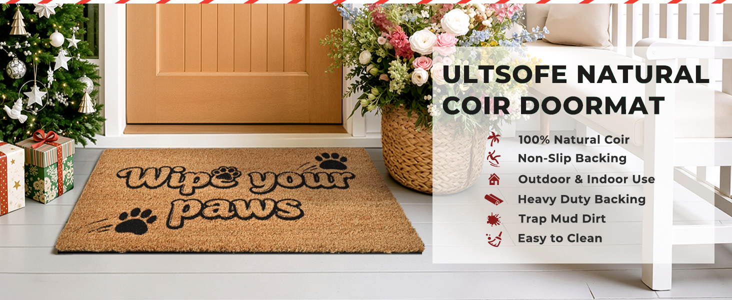 funny muddy coir welcome door mat natural fiber eco-friendly outdoor indoor outside doormat