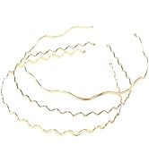 Uonlytech Metal Wavy Hair Bands and Headbands Set - 3pcs Gold Hair Hoops for Women, Girls and Sports