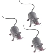 3Pcs Grey Plastic Halloween Rat, Realistic Fake Mouse for Party Decorations, Creepy Prank Props, ...