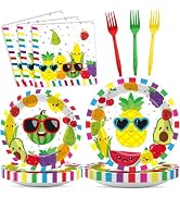 96Pcs Tutti Frutti Party Supplies Fruit Theme Birthday Paper Plates Napkins Summer Fruit Party De...