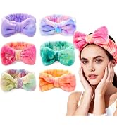 ZMOIVOK 6 Pcs Spa Headband for Washing Face,Skincare Headband with Removable Bow,Furry Face wash ...