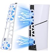 Cooling Fan for PlayStation 5 Console Slim Accessories with LED Light-Klipdasse USB 3.0 Hub Quiet...