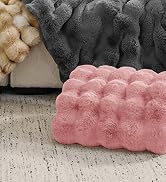 BEDELITE Faux Fur Pink Throw Blanket, Soft Cozy Plush Bubble Blanket for Couch Sofa Bedroom Livin...