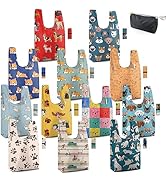 BeeGreen Dog Tote Bag Large Tote Gifts for Women 12 Pack Foldable Grocery Bags Bulk Bags Reusable...