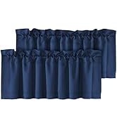 H.VERSAILTEX Blackout Valances for Windows,Navy Blue Short Window Valance Curtains for Living Roo...