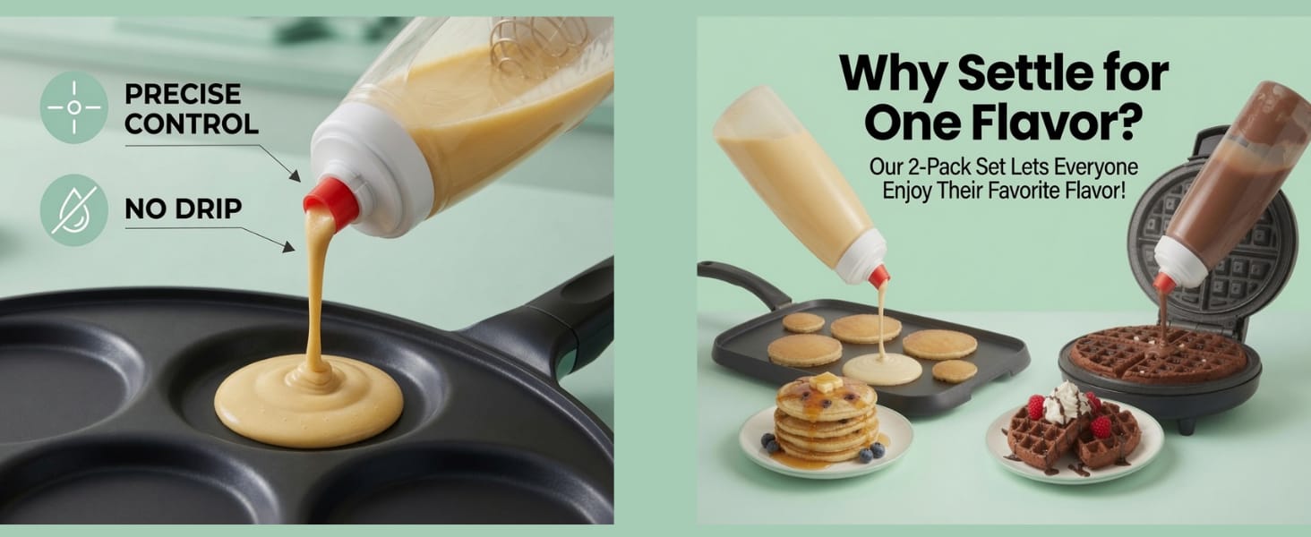 pancake batter dispenser bottle mixer shaker funnel crepe cupcake protein shake baking waffle