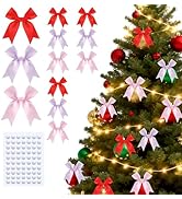 TIMESEEK 3.3" Gift Wrap Bows, 60pcs Versatile Bulk Satin Ribbon Bows(Red Pink Purple) for Gift Wr...
