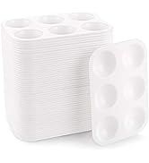 Cedilis 50 Pack White Plastic Paint Tray Palette, 6 Wells, Art Palettes for Kids, Adult, Student ...