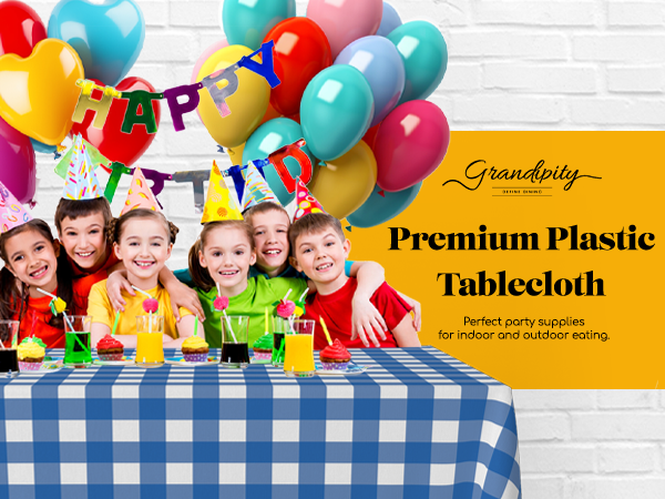 Grandipity Rectangle Tablecloth GINGHAM BLUE