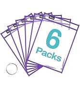 SUNEE 6 Packs Oversized Reusable Dry Erase Pocket Sleeves with Ring, Purple 10x14 Ticket Holders,...