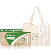 Biocean Extra Heavyduty Cutlery Set No Plastic Forks Spoons Knives Disposable Utensil