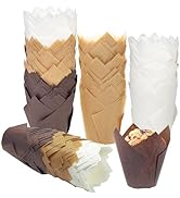 qiqee Tulip Cupcake Liners 200 Pcs Muffins Parchment Paper Tulip Muffin Liners for baking 3 Diffe...
