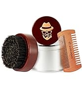 Beard Brush, 100% Boar Bristle Black Walnut Wood Beard Comb Brush for Men To Tame and Soften Your...