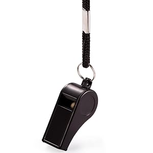Plastic Whistle with Lanyard, Loud Clear Black Whistles Bulk Great for Coaches, Referees, Officials