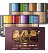 JusArt 72 Oil-Based Colored Pencils – Soft Core, Durable, Vibrant & Ultra-Smooth. Ideal for Adult...