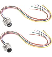 Hamadap M12 Connector Aviation Sensor Cable - 8 Pin Straight Male 0.2M,IP67 Waterproof Back Mount...
