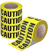 SWRT 6 Rolls Premium Yellow Caution Tape, 3 Inch x 1000FT(Total 6000FT) Bright Hazard Tape with B...