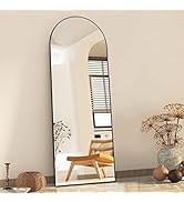 XKZG 65" x 22" Arched Full Length Mirror Floor Mirror with Wooden Frame Full Body Mirror Stand Mi...