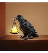 Gothic Crow Lamp with Tealight Candle Holder Resin Raven Decor Statue Gothic Home Decor for Bedro...