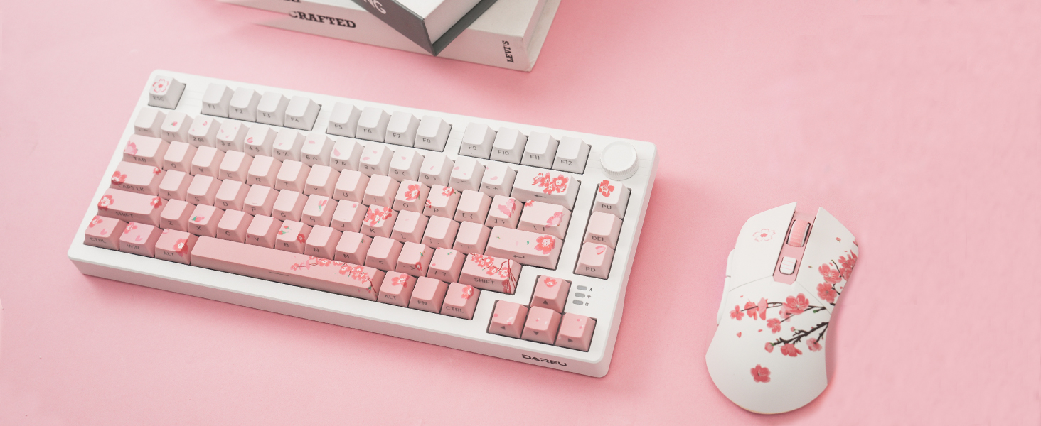 pink keyboard and mouse combe