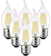 ANWIO C35/CA11 Flame Tip Chandelier Light Bulbs, LED Filament Bulb Candelabra E26 Base, Dimmable ...